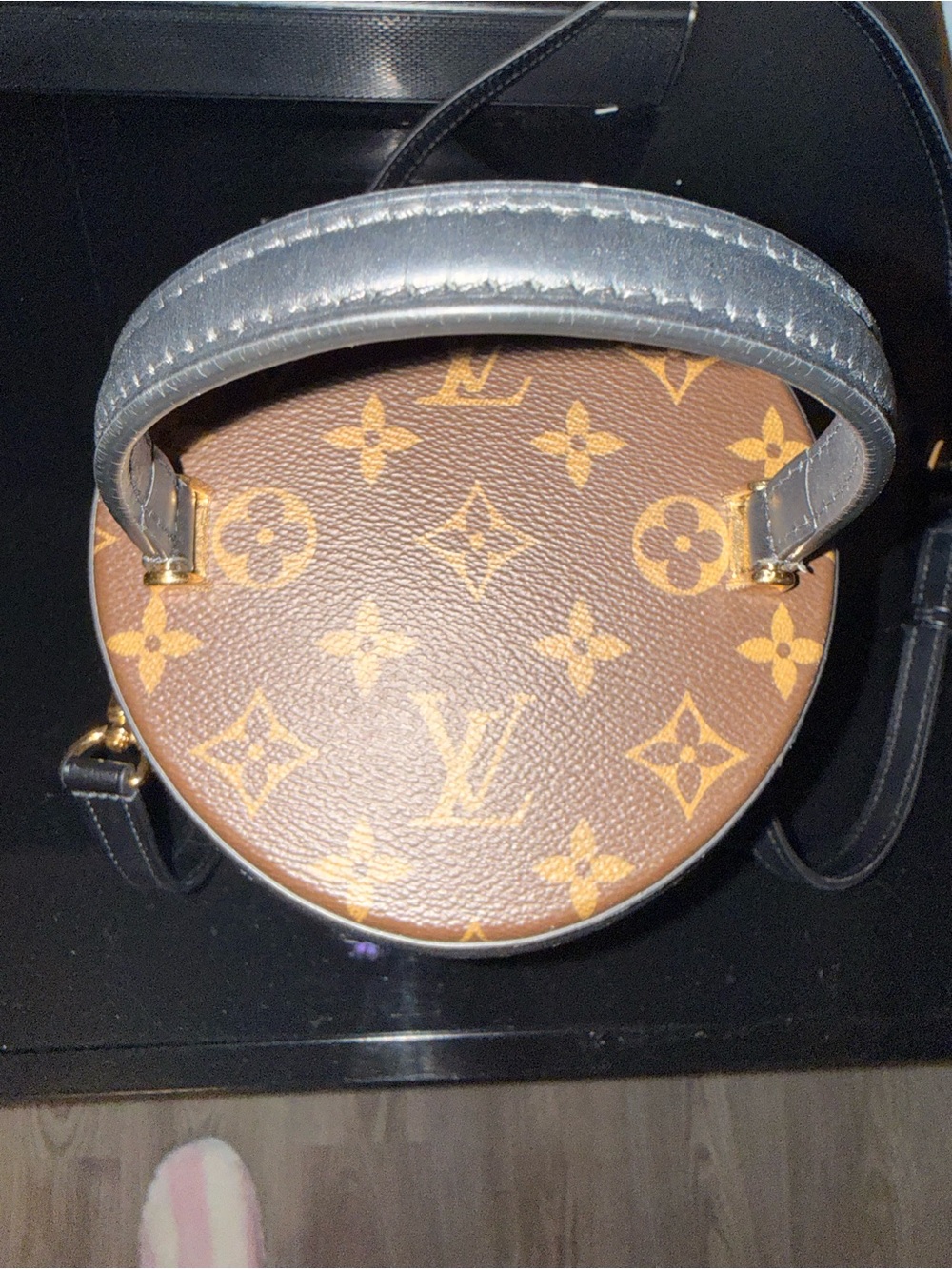 Louis Vuitton Tan Monogram Canvas Mini Vanity Bag with Black Trim - Picture 3 of 8